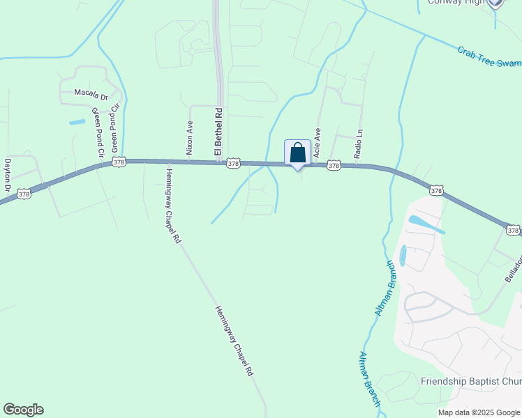 map of restaurants, bars, coffee shops, grocery stores, and more near 1801 Ernest Finney Avenue in Conway