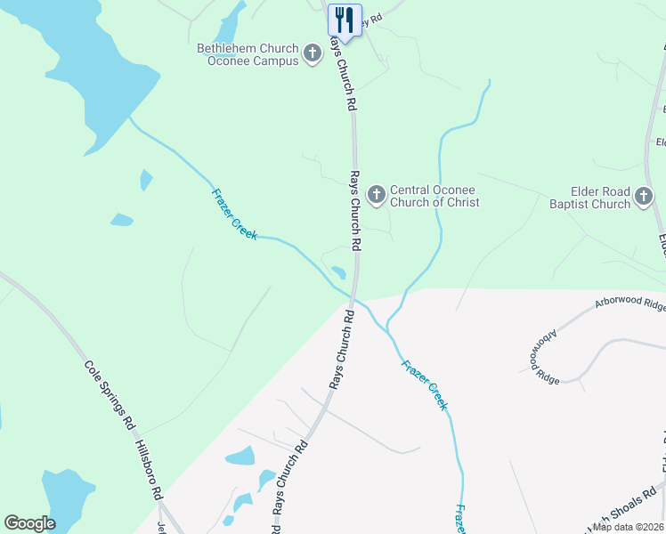 map of restaurants, bars, coffee shops, grocery stores, and more near 2100 Rays Church Road in Bishop