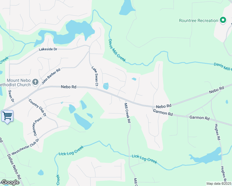 map of restaurants, bars, coffee shops, grocery stores, and more near 25 Tanglewood Drive in Hiram