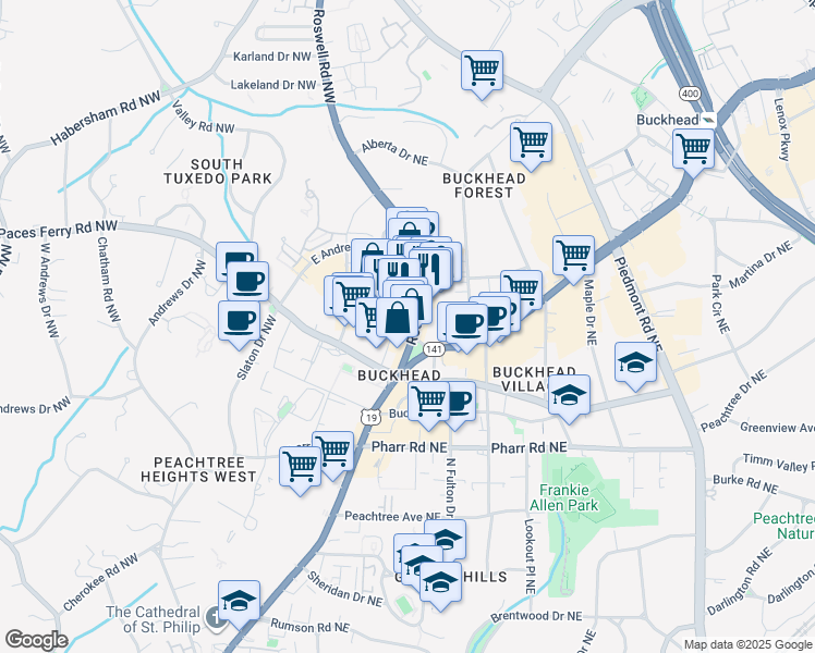 map of restaurants, bars, coffee shops, grocery stores, and more near 23 Irby Avenue Northwest in Atlanta