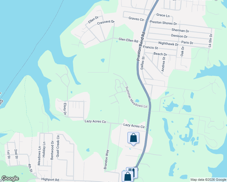map of restaurants, bars, coffee shops, grocery stores, and more near 112 Summer Place Circle in Pottsboro