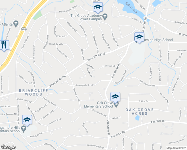 map of restaurants, bars, coffee shops, grocery stores, and more near 1965 Carlotta Court in Atlanta