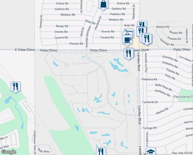 map of restaurants, bars, coffee shops, grocery stores, and more near 28402 Taos Court in Cathedral City