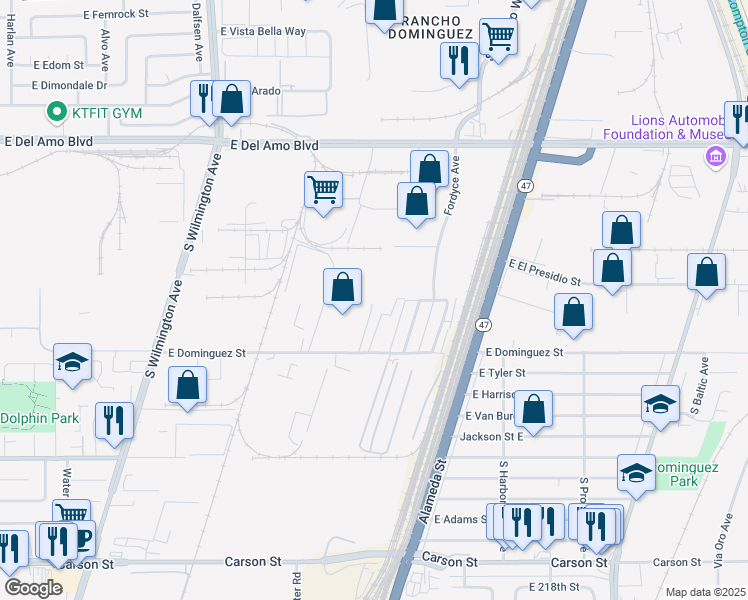 map of restaurants, bars, coffee shops, grocery stores, and more near 20943 South Maciel Avenue in Carson