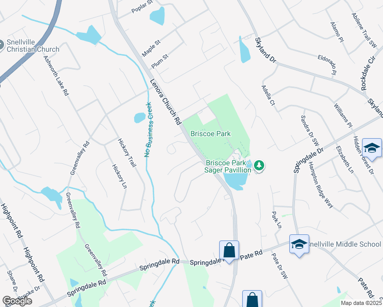 map of restaurants, bars, coffee shops, grocery stores, and more near 2837 Lenora Church Road in Snellville