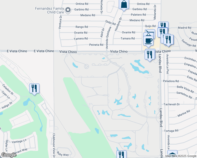 map of restaurants, bars, coffee shops, grocery stores, and more near 67437 South Chimayo Drive in Cathedral City