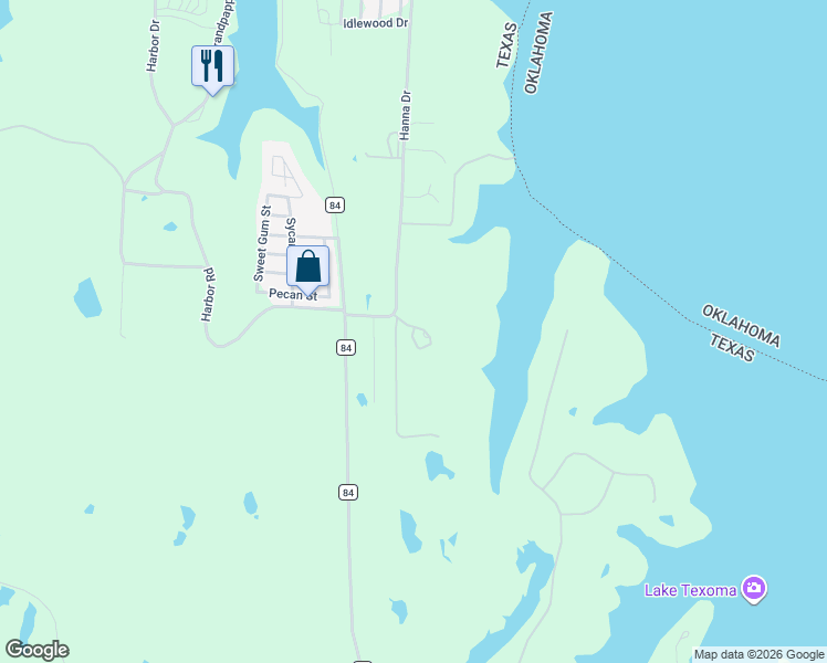 map of restaurants, bars, coffee shops, grocery stores, and more near Diamond Pointe Loop in Denison