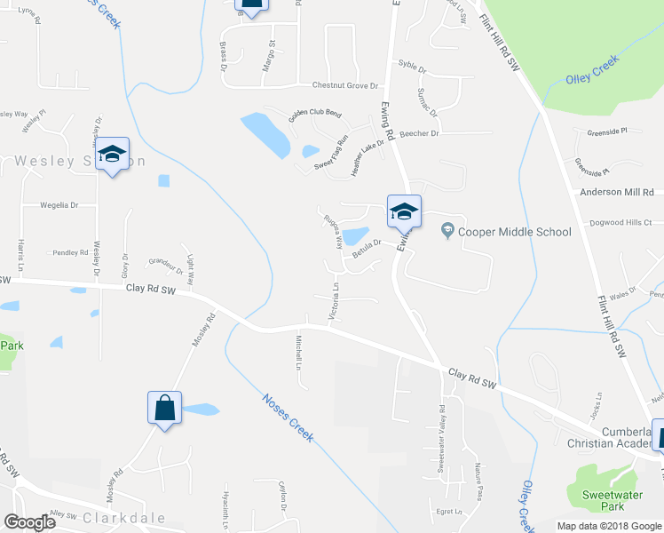map of restaurants, bars, coffee shops, grocery stores, and more near 2912 Pavia Circle in Austell