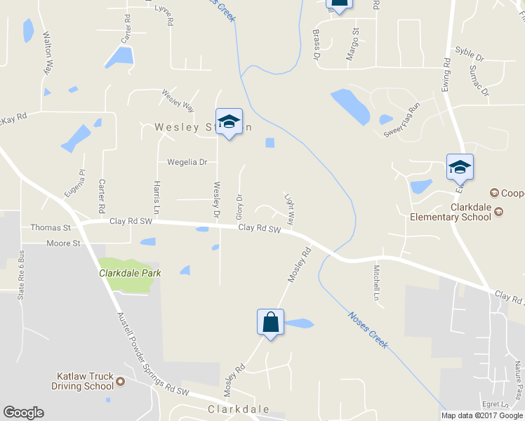 map of restaurants, bars, coffee shops, grocery stores, and more near 3457 Grandeur Drive in Austell