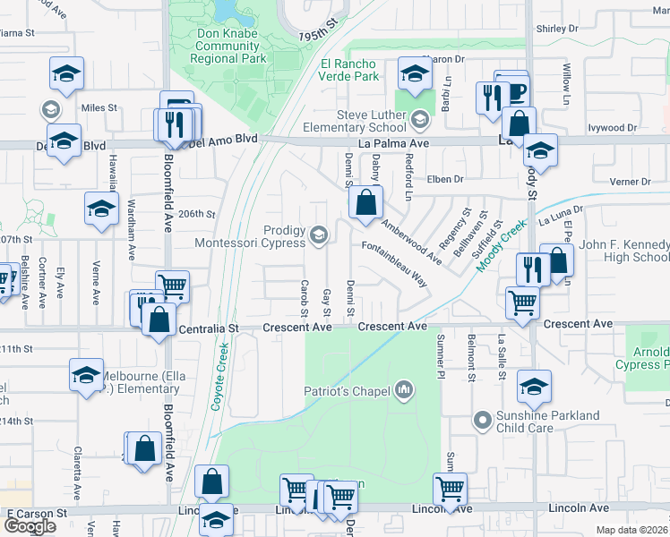 map of restaurants, bars, coffee shops, grocery stores, and more near 8291 Gay Street in Cypress