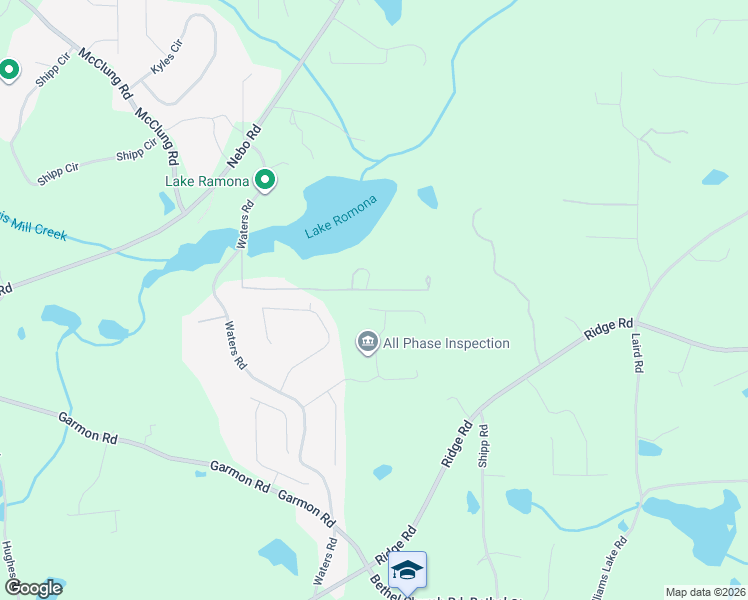 map of restaurants, bars, coffee shops, grocery stores, and more near 13 Mayfield Court in Hiram