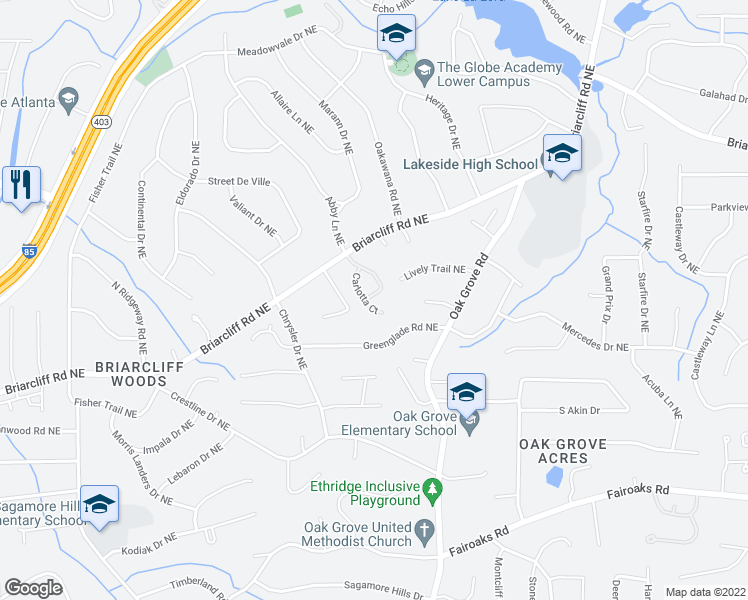 map of restaurants, bars, coffee shops, grocery stores, and more near 1977 Carlotta Court in Atlanta