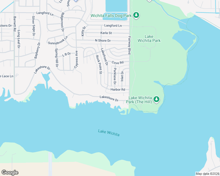 map of restaurants, bars, coffee shops, grocery stores, and more near 4622 Harbor Road in Wichita Falls