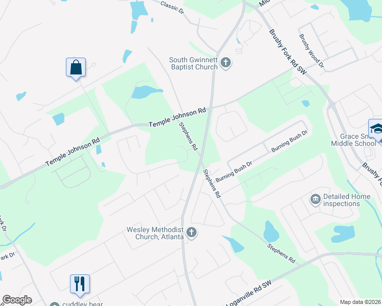 map of restaurants, bars, coffee shops, grocery stores, and more near 1284 Stephens Pond View in Loganville