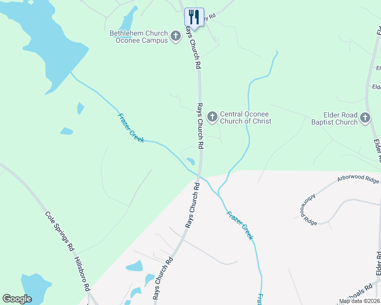 map of restaurants, bars, coffee shops, grocery stores, and more near 2100 Rays Church Road in Bishop