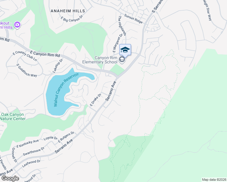 map of restaurants, bars, coffee shops, grocery stores, and more near 7241 East Columbus Drive in Anaheim
