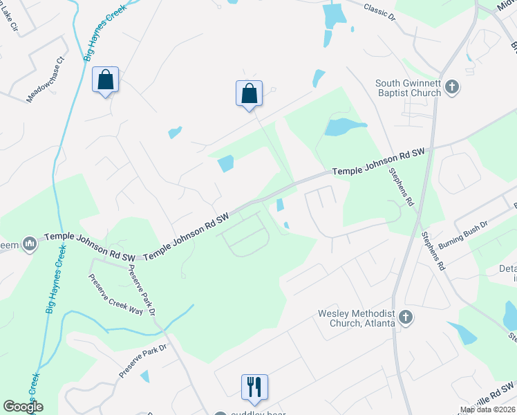 map of restaurants, bars, coffee shops, grocery stores, and more near 1564 Temple Johnson Road in Loganville