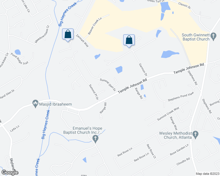 map of restaurants, bars, coffee shops, grocery stores, and more near 3417 Summit Glen Drive in Loganville