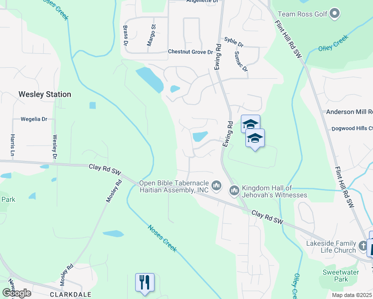 map of restaurants, bars, coffee shops, grocery stores, and more near 2918 Pavia Circle in Austell