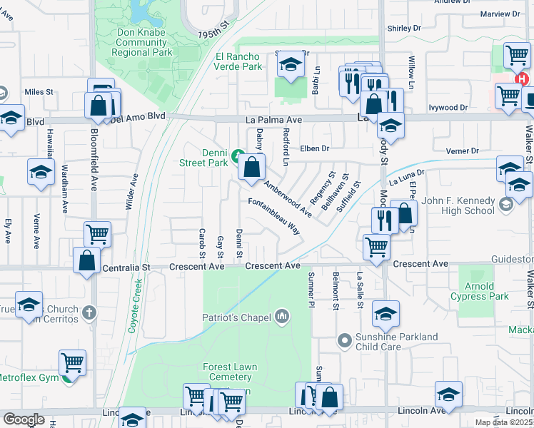 map of restaurants, bars, coffee shops, grocery stores, and more near 8301 Fontainbleau Way in Cypress
