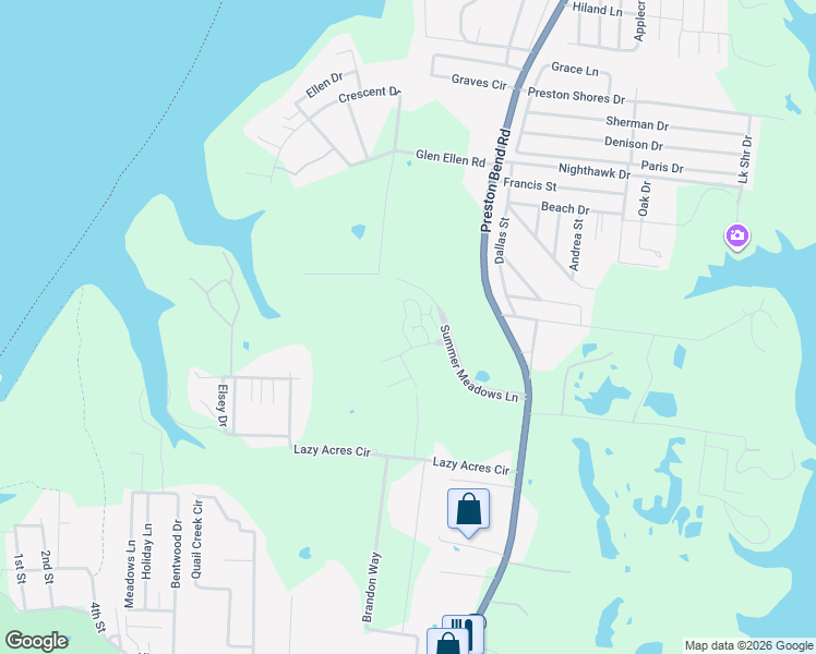 map of restaurants, bars, coffee shops, grocery stores, and more near 107 Summer Place Circle in Pottsboro