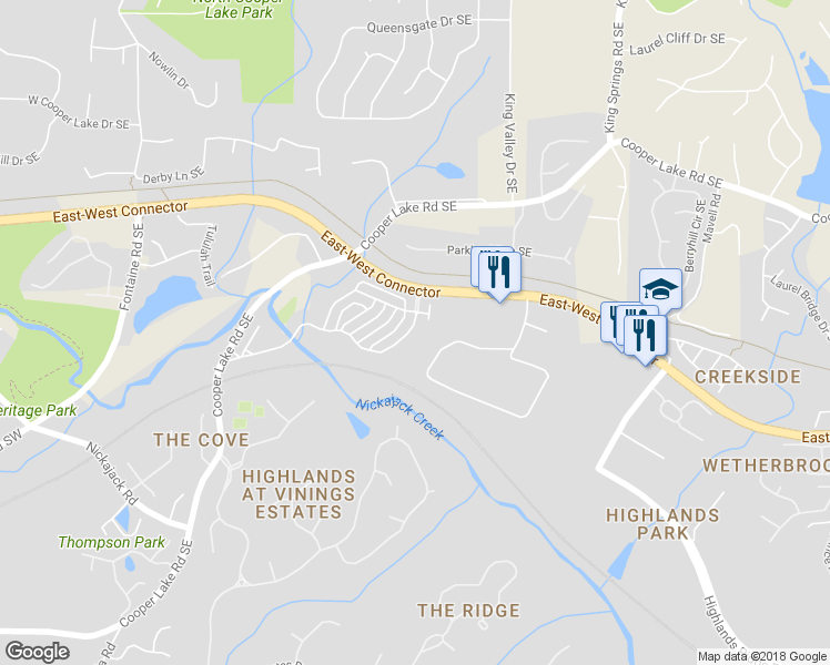 map of restaurants, bars, coffee shops, grocery stores, and more near 4552 Wilkerson Place Southeast in Smyrna