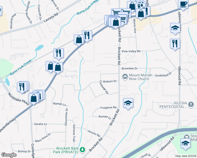 map of restaurants, bars, coffee shops, grocery stores, and more near 1998 Carthage Road in Tucker