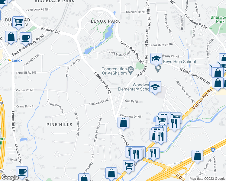 map of restaurants, bars, coffee shops, grocery stores, and more near 1099 Wright Avenue Northeast in Atlanta