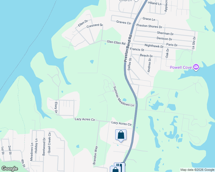 map of restaurants, bars, coffee shops, grocery stores, and more near 112 Summer Place Circle in Pottsboro