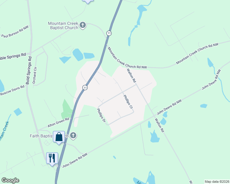 map of restaurants, bars, coffee shops, grocery stores, and more near 656 Phillips Drive in Monroe