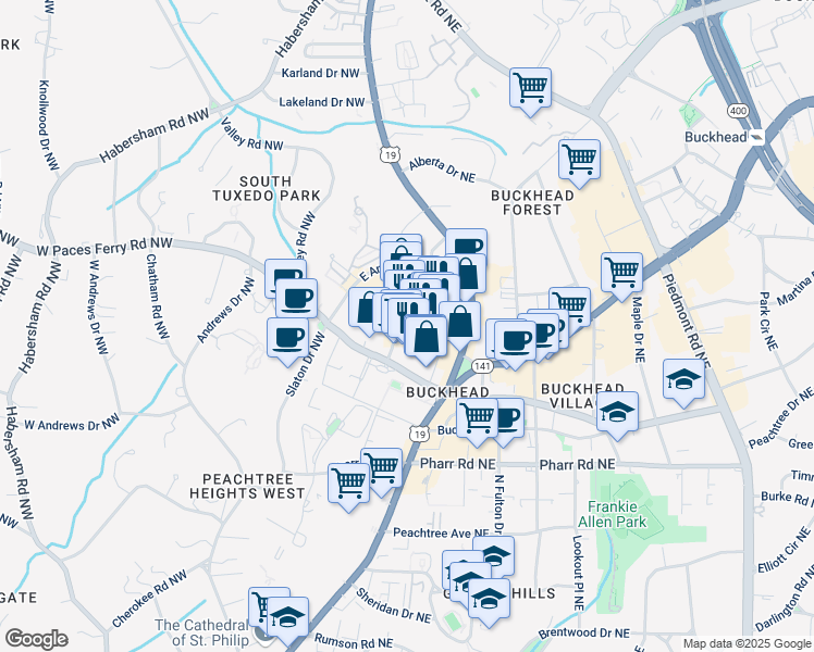 map of restaurants, bars, coffee shops, grocery stores, and more near 65 Irby Avenue Northwest in Atlanta