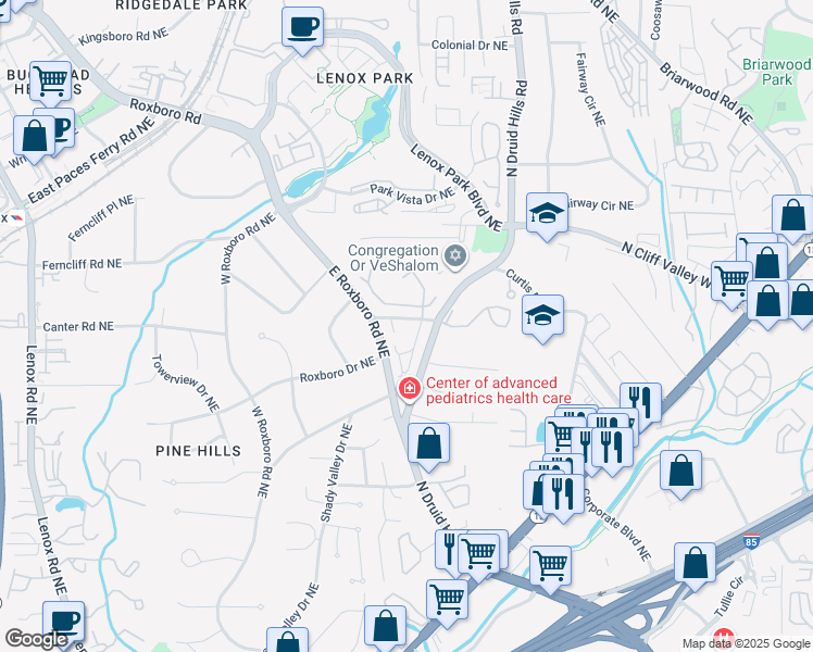 map of restaurants, bars, coffee shops, grocery stores, and more near 1111 Wright Avenue Northeast in Atlanta