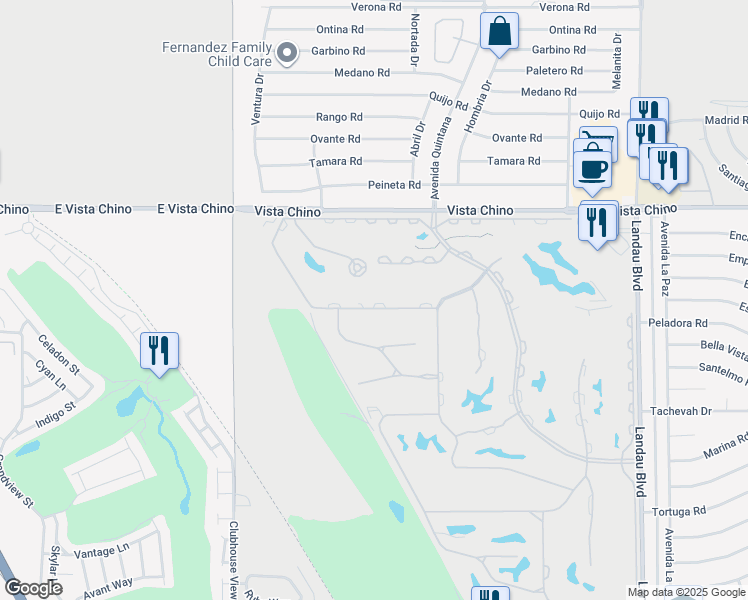 map of restaurants, bars, coffee shops, grocery stores, and more near 67336 South Chimayo Drive in Cathedral City