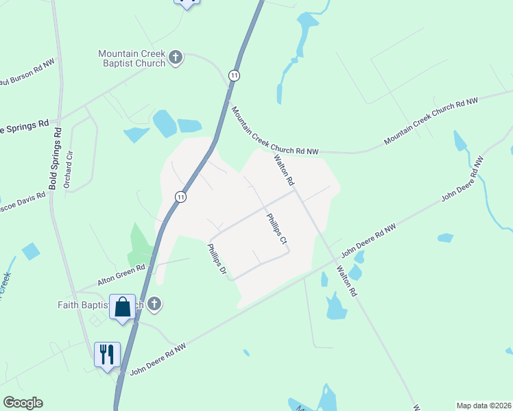 map of restaurants, bars, coffee shops, grocery stores, and more near 656 Phillips Drive in Monroe