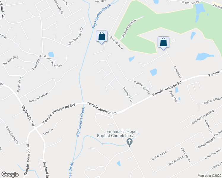 map of restaurants, bars, coffee shops, grocery stores, and more near 3299 Summit Edge Court in Loganville