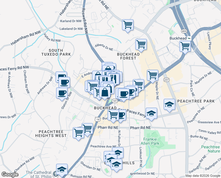 map of restaurants, bars, coffee shops, grocery stores, and more near 23 Irby Avenue Northwest in Atlanta