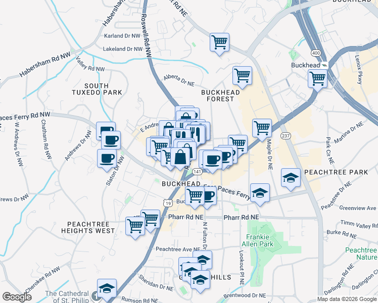 map of restaurants, bars, coffee shops, grocery stores, and more near 23 Irby Avenue Northwest in Atlanta