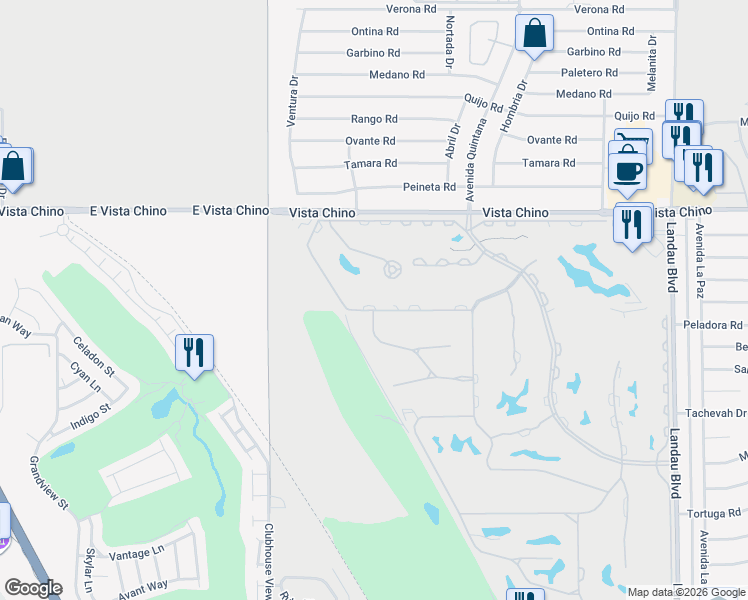 map of restaurants, bars, coffee shops, grocery stores, and more near 67252 South Chimayo Drive in Cathedral City