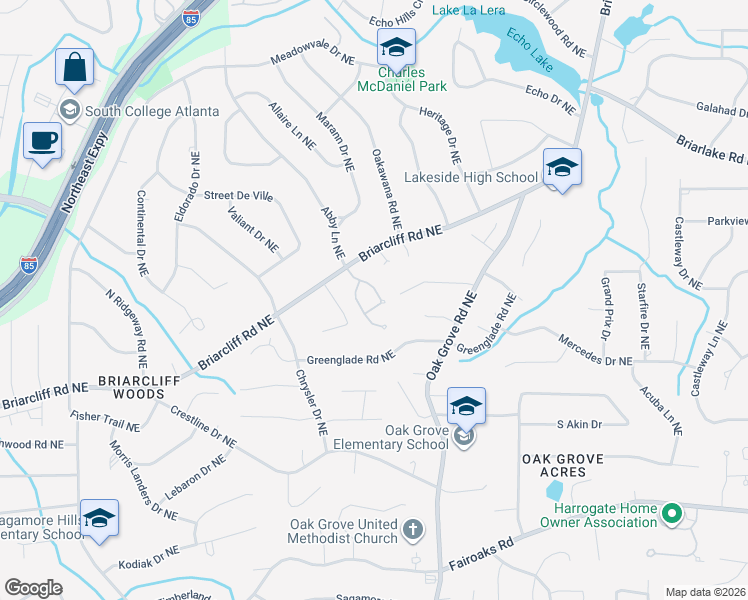map of restaurants, bars, coffee shops, grocery stores, and more near 1996 Shaudi Lane in Atlanta