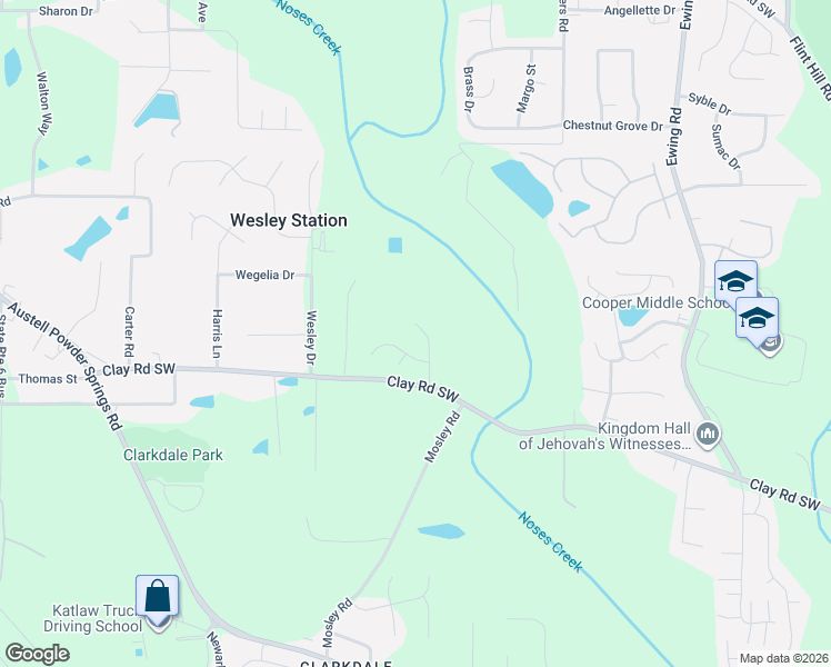 map of restaurants, bars, coffee shops, grocery stores, and more near 4670 Light Way in Austell