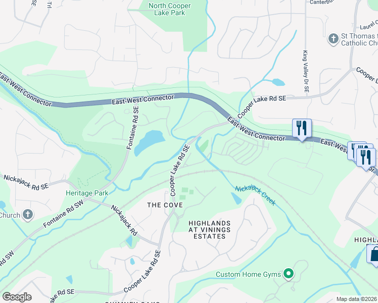 map of restaurants, bars, coffee shops, grocery stores, and more near 4301 Jameson Lane in Smyrna