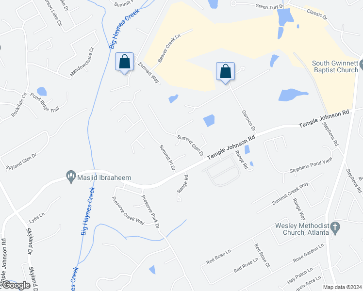 map of restaurants, bars, coffee shops, grocery stores, and more near 1626 Summit Glen Circle in Loganville