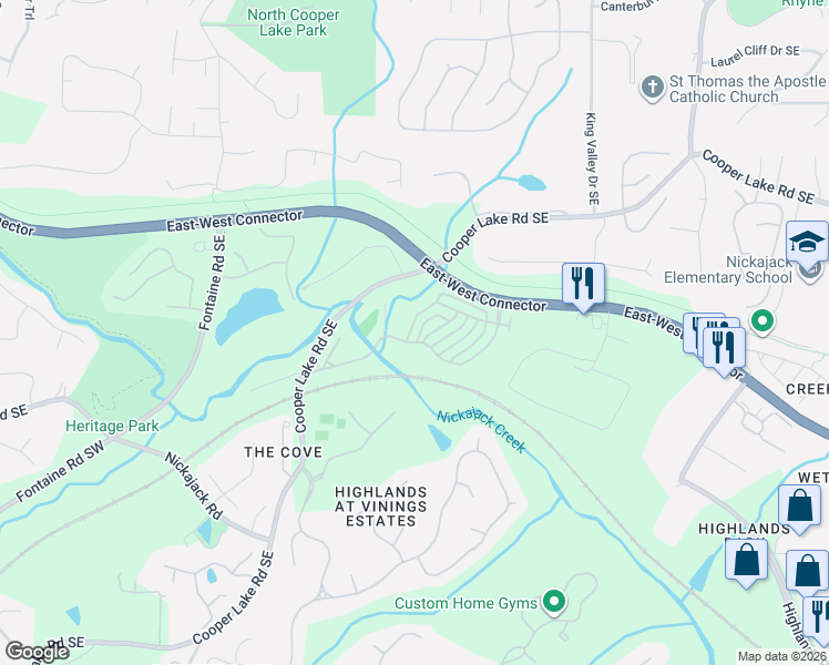 map of restaurants, bars, coffee shops, grocery stores, and more near 4510 Wilkerson Place Southeast in Smyrna