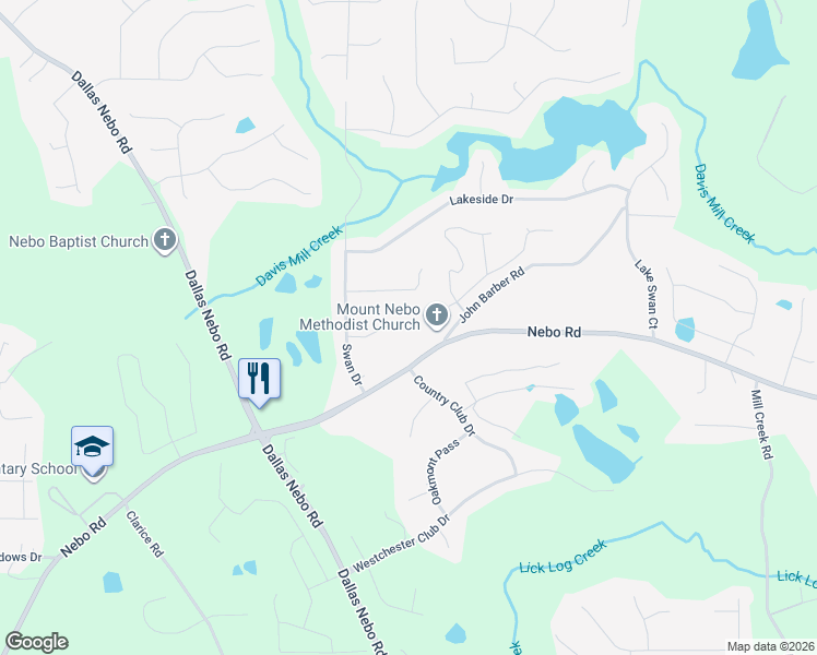 map of restaurants, bars, coffee shops, grocery stores, and more near 124 Cagle Way in Hiram