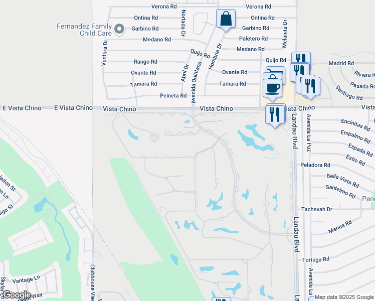 map of restaurants, bars, coffee shops, grocery stores, and more near 67486 South Chimayo Drive in Cathedral City
