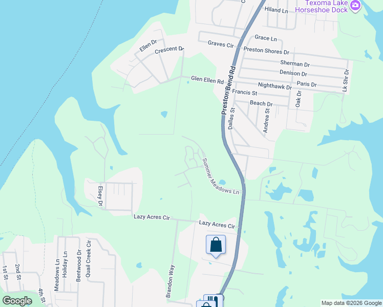 map of restaurants, bars, coffee shops, grocery stores, and more near 112 Summer Place Circle in Pottsboro