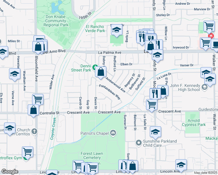 map of restaurants, bars, coffee shops, grocery stores, and more near 8301 Fontainbleau Way in Cypress