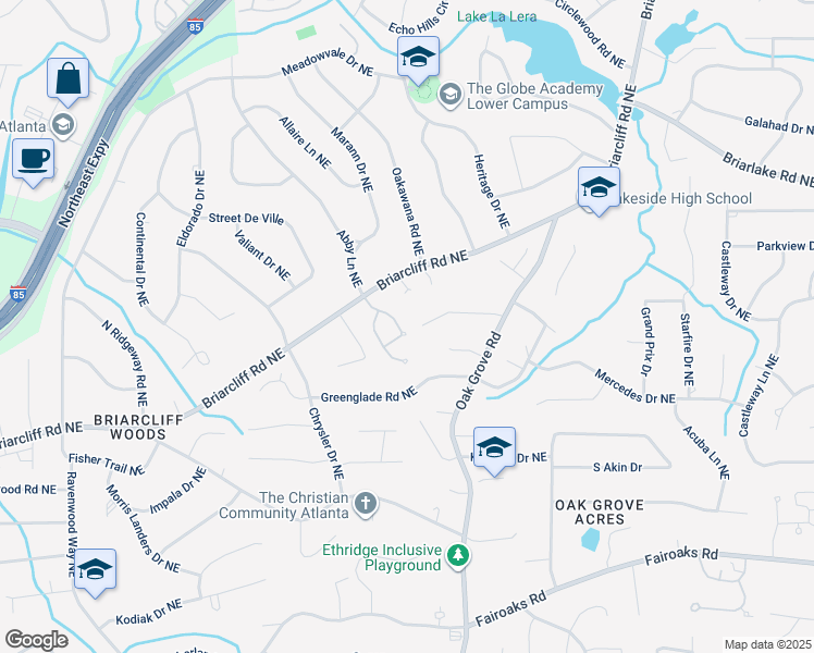 map of restaurants, bars, coffee shops, grocery stores, and more near 2015 Shaudi Lane in Atlanta