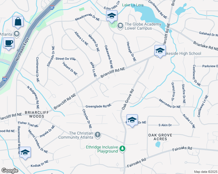 map of restaurants, bars, coffee shops, grocery stores, and more near 2015 Shaudi Lane in Atlanta