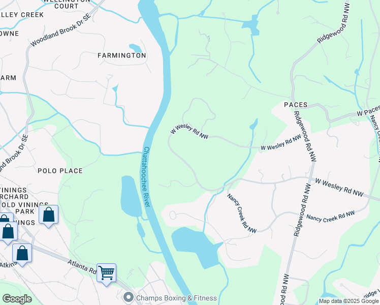 map of restaurants, bars, coffee shops, grocery stores, and more near 2167 West Wesley Road Northwest in Atlanta